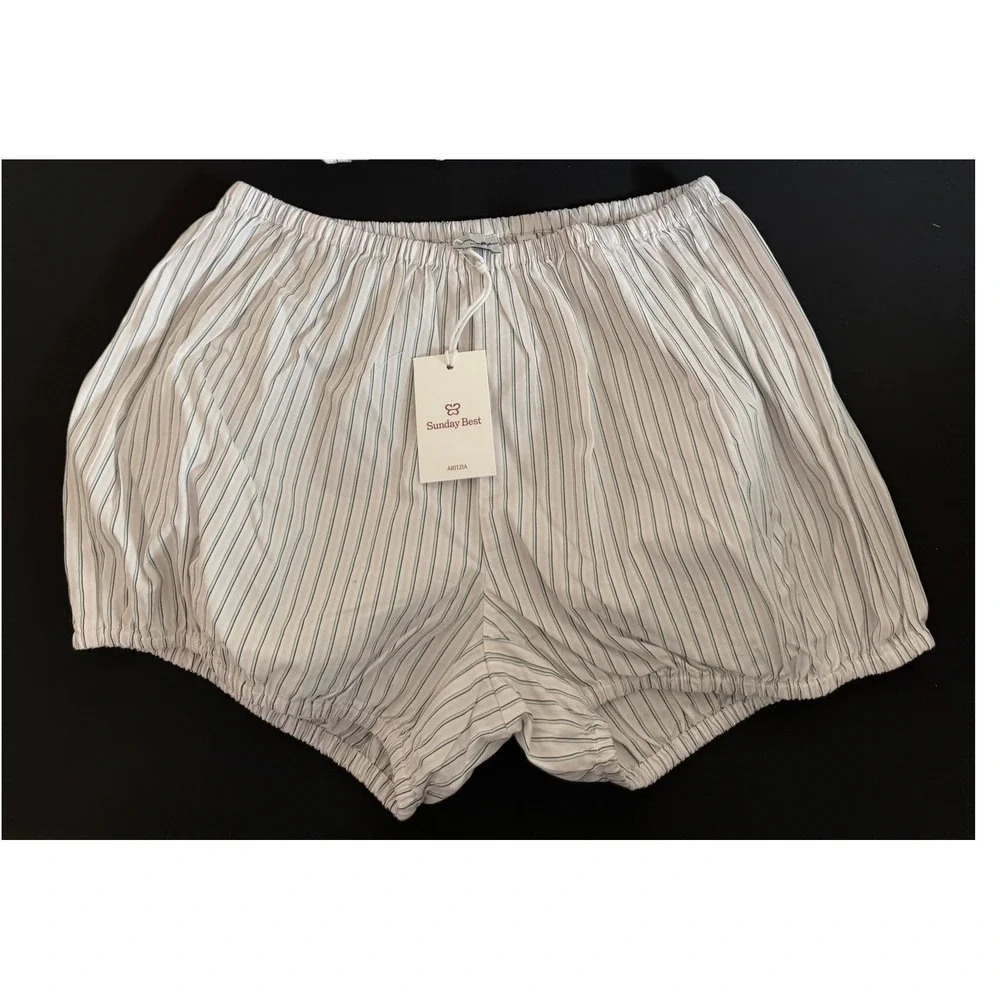 Sunday Best‎ Bloomer Shorts Women XS Espresso Pinstripe Aritzia Loungewear New